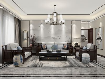 金都华郡148平四居室新中式风格装修案例