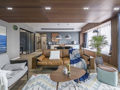 隆府嘉园119平三居室现代风格装修案例