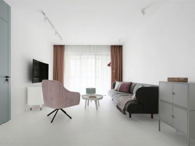 鸿通·翡翠城极简风格三居室155平米设计图案例