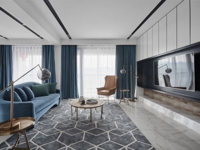 鸿升凯旋天地美式风格三居室130平米设计图案例