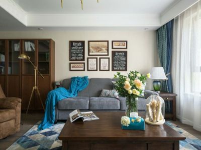 原融·华府壹号85平米二居室美式风格装修设计图案例