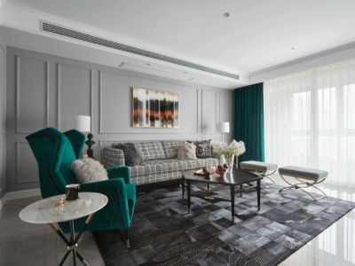 鸿通雍河湾117平米美式风格三居室设计图案例