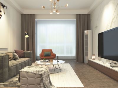 世纪乐活公元城108平现代风格三居室装修案例