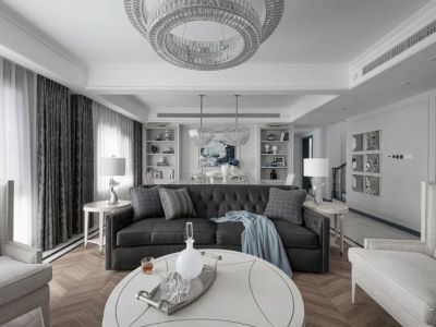 江川悦城现代美式风格230平装修案例