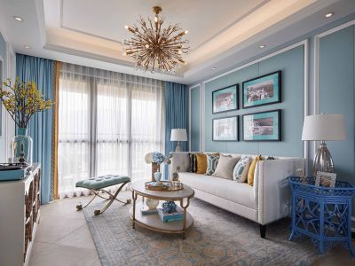 红星·紫御半山110平三居室欧式轻奢装修案例