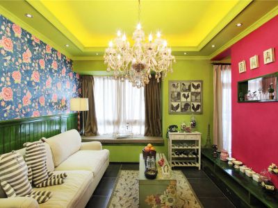 南昌旭辉中心95平混搭风格两居室装修案例