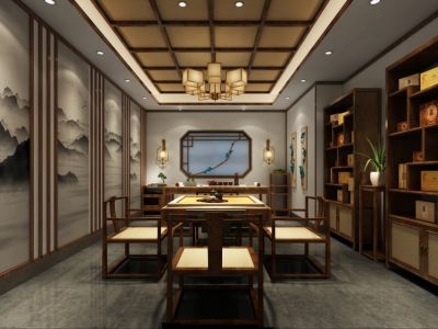 500平茶馆中式风格装修案例