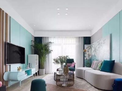 恒宇国际观邸美式风98平米三居室装修效果图案例