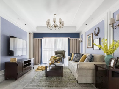 名城珑域美式风格三居室94平米装修效果图案例
