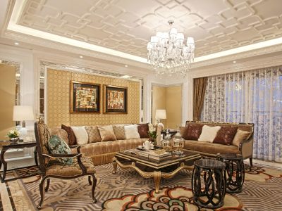 华润置地润悦花园奢华欧式142平米四室两厅装修案例