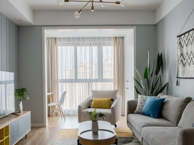 天福抱龙居北欧风格118平米三居室装修效果图案例