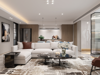 荣盛城150平现代简约三居室装修案例