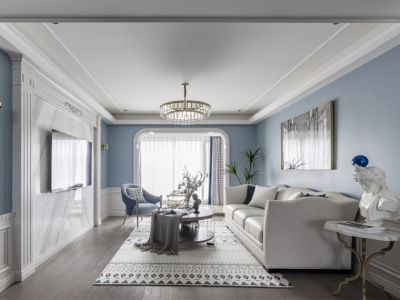 逸合·山语城轻奢风格118平米三居室装修效果图案例