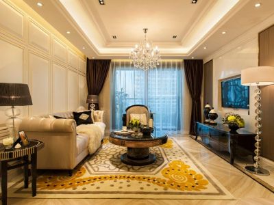 龙台新古典风格115平米三室两厅装修案例