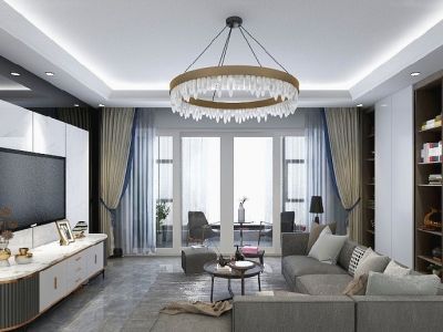 永鸿名城简约风格三居室121平米装修效果图案例