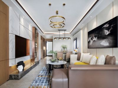 万科春和景明95平三居室现代风格装修案例