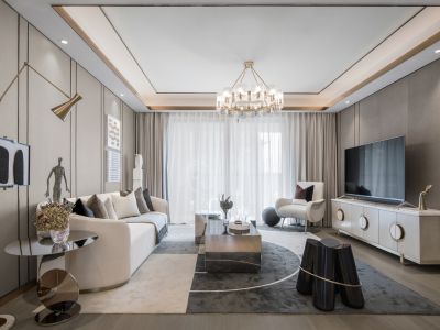 华润·公园九里现代风格三居室128平米装修案例