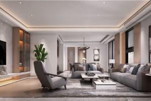 [十堰聚堡装饰]300㎡现代简约风设计，很强的空间层次感！