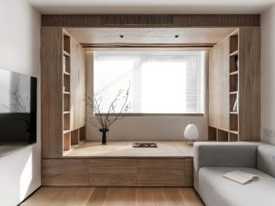 华夏泉绅110平米两居室简约原木风格装修案例