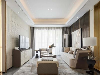 鸿通·檀府105平米轻奢风格三居室设计图案例
