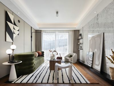 恒大滨河左岸115平三居室现代风格装修案例