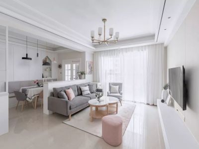 当代艺术(三期)86㎡三居室北欧风格装修案例