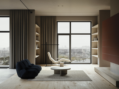 海岸城馨园106平米三居室现代极简风格装修案例