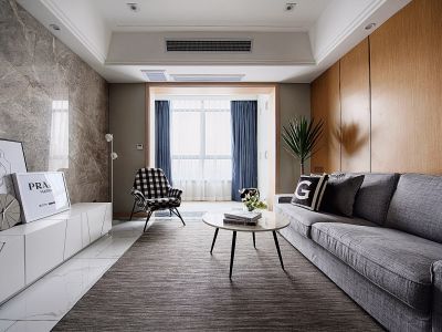 万景进园现代风格125平米三室两厅装修案例