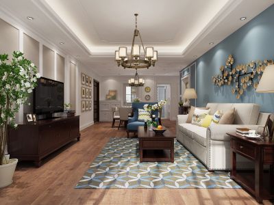 长安郡美式风格115平米三室两厅装修案例