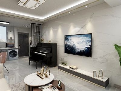 蓝鼎滨湖假日清华园89平米现代简约二居室装修案例