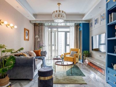 红星城市广场美式风格三居室119平米装修效果图案例