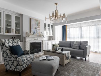 保利香槟国际98㎡三居室美式风格装修案例