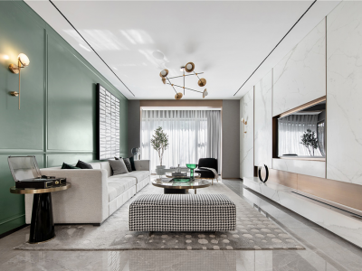 国泰家园轻奢风格136平米三居室装修案例