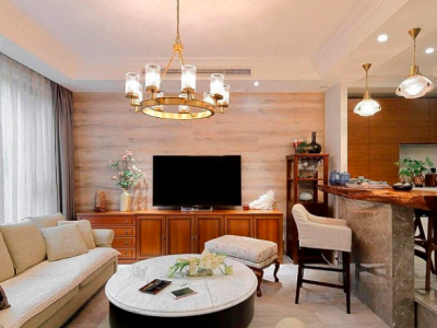 东锦家园134平米三室两厅现代美式装修案例