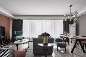 [西安紫苹果装饰]120平时尚摩登混搭风案例赏析 轻奢又舒适