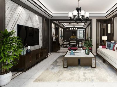 万达盛京ONE130平米新中式三居室装修案例