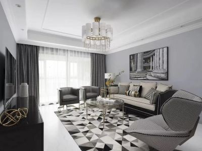 万科紫台美式风格三居室98平米装修效果图案例