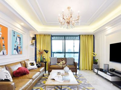 美地芳邻132平米混搭风格三居室装修案例