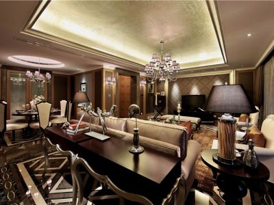 龙光君御旗峰263平米四居室新古典风格装修案例