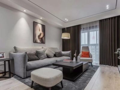 丽都国际现代风格128平米三居室装修效果图案例