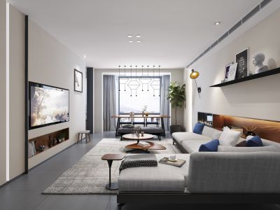 曲江大城117平现代风格三居室装修案例