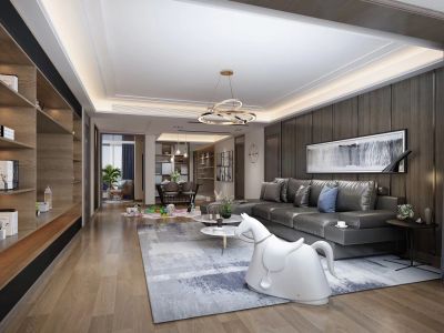 海棠墅149㎡三居室现代风格装修案例