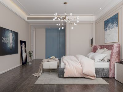 石榴紫宸府108平米三居室法式风装修效果图案例