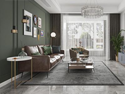 保利金香槟104㎡三居室美式风格装修案例