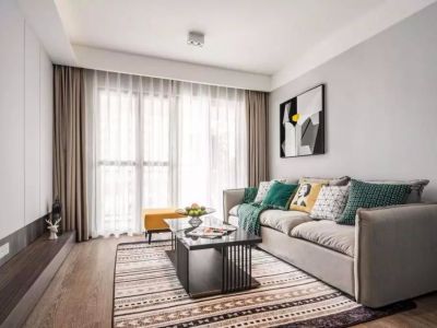 蓝光雍锦半岛北欧风二居室93平米设计图案例