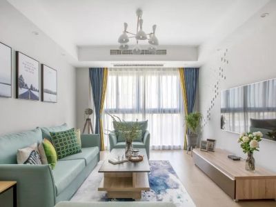 恒大御湖庄园北欧风三居室108平米装修效果图案例