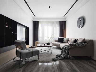 世茂茂悦府112平米现代简约三居室装修案例