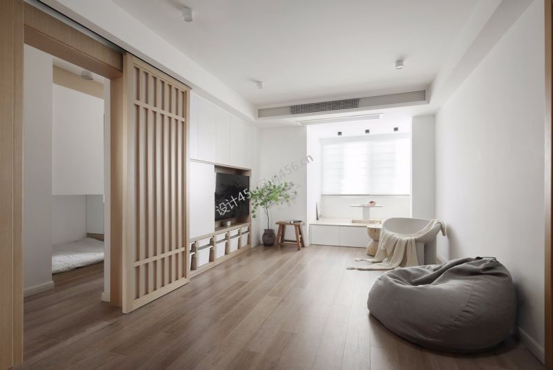 100平米日式简约三居室客厅吊顶装修效果图