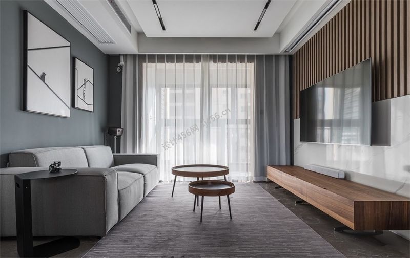 113平米现代简约三居室客厅吊顶装修效果图