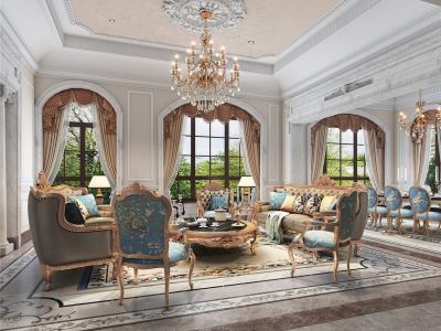 绿城玫瑰园850㎡别墅欧式风格装修案例